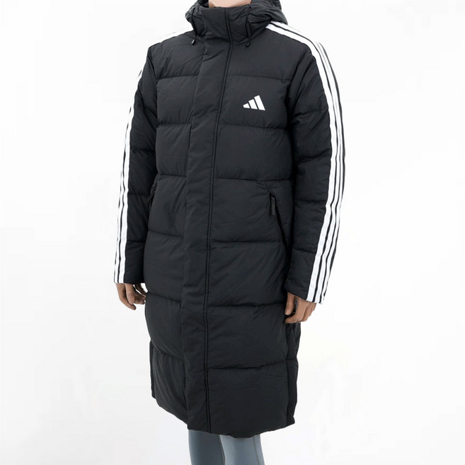 아디다스 롱패딩 남성 다운 패딩 코트 삼선 벤치 오리털 잠바 덕다운 롱코트 방한 롱점퍼 돕바