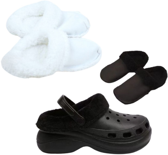 쿼프 호환 탈부착 내피 기모 방한 겨울 털 슬리퍼 안감, 1세트, 블랙3839 230-235mm