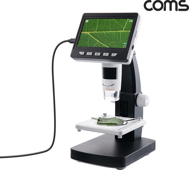 Coms DM995 전자현미경 생물 실체 디지털 현미경 학생용 연구 실험용 1000배율 FHD LCD 4.3인치, 단품, 단품