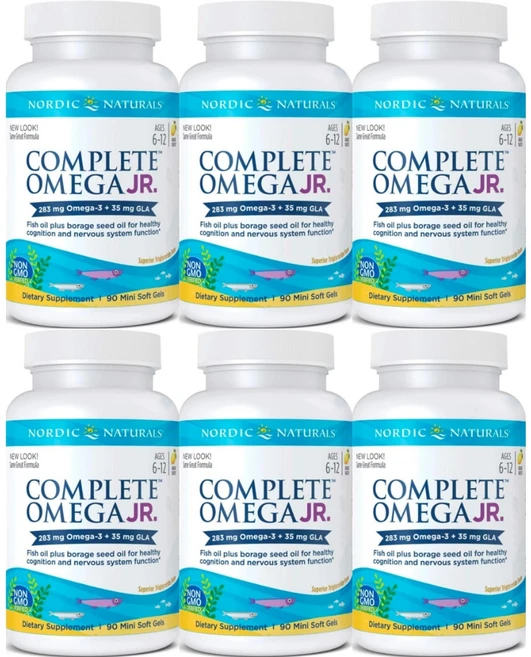 Nordic Naturals 노르딕네추럴스 컴플리트 오메가 주니어 레몬, 90정, 6팩 - 쿠팡