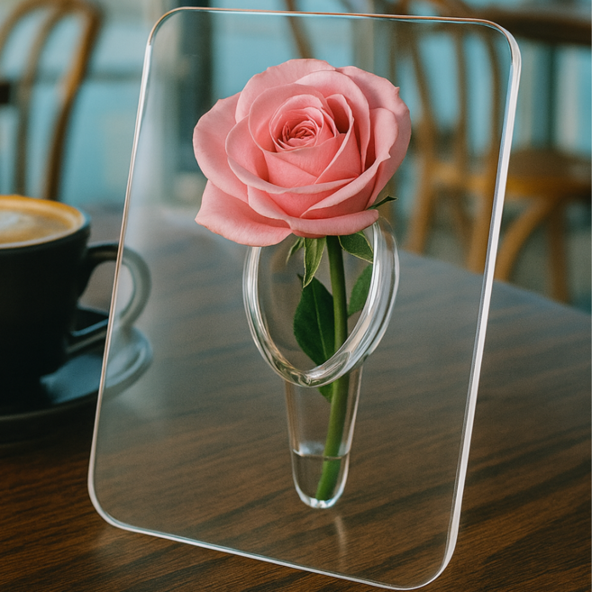 PridePage 깨지지 않는 액자형 아크릴 꽃병, 투명