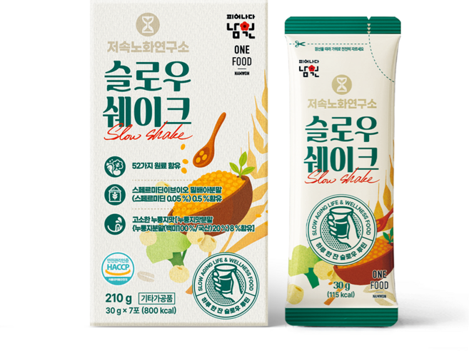 저속노화연구소 슬로우 쉐이크 선식 미숫가루 귀리 파로 렌틸콩 7포, 1개, 210g