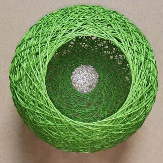 手工編織燈罩 DIY 圓形檯燈落地燈外殼防刺眼柔光燈罩, 綠色,直徑20釐米（上下開口）