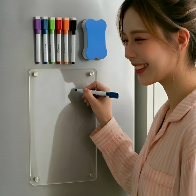 딜헤이븐 투명 자석 냉장고 메모보드 세트, 1세트