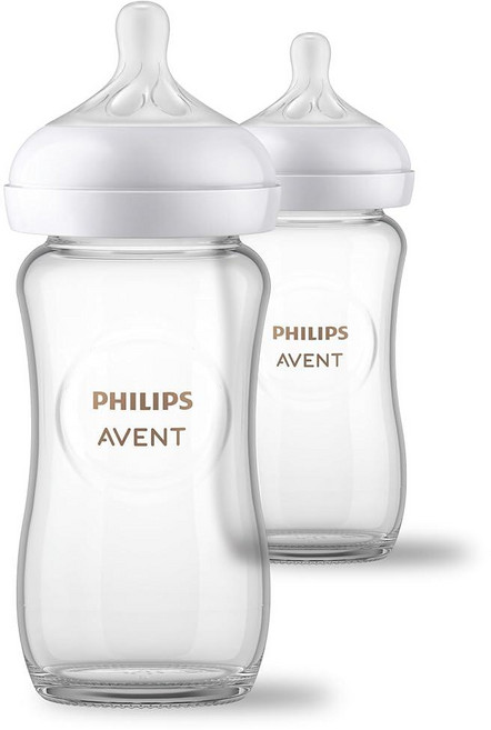 140980 Philips AVENT 자연스러운 반응 젖꼭지가 있는 유리 천연 아기 젖병 226.8g(8온스) 1팩 SCY913/01, 8 Count (Pack of 2)