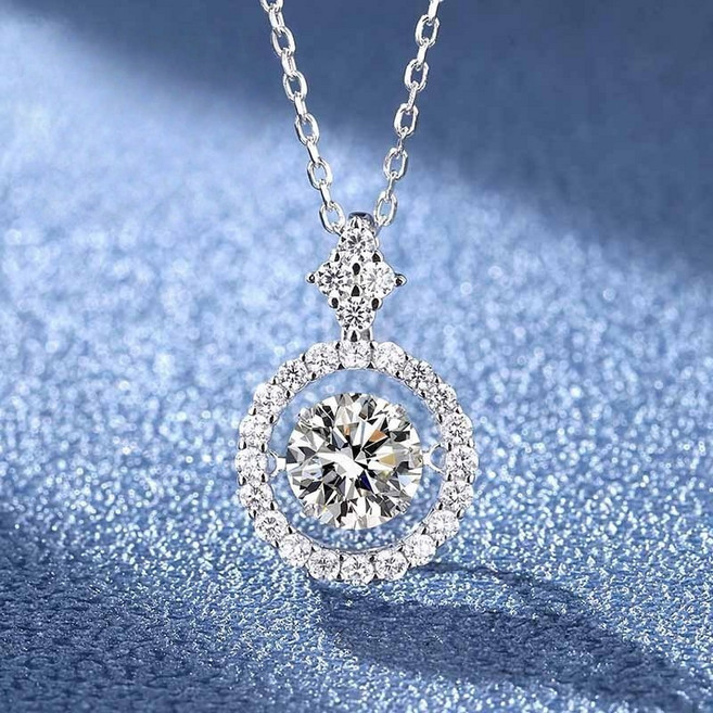 Youmi 14K 화이트골드 다이아 포인트 무빙 목걸이 여성 선물 추천 HY01