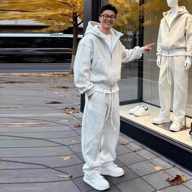 남성 간절기 트레이닝복 세트 오버핏 후드집업 조거팬츠 캐주얼 상하복