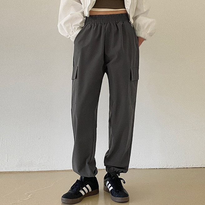 잇진 여성 빅사이즈 바스락 카고 밴딩 조거 팬츠
