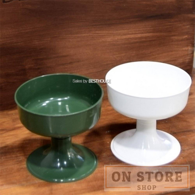 14x14 수반 플라스틱 꽃꽂이 받침대 원형 콤포트, 화이트