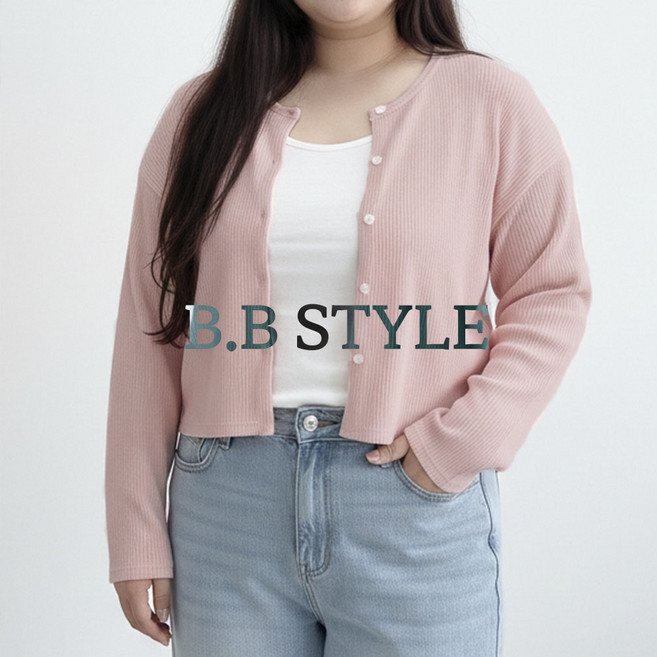 66-120 제이드 빅사이즈 골지 가디건 5XL 간절기 아우터 루즈핏