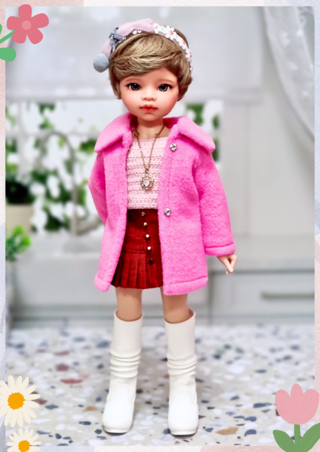 파올라레이나32cm USD26cm 도리스돌30cm ( 핑크핑크 카라 코트 ) bjd 구체관절 인형옷 <완제품>, 파올라레이나 32cm, 1개