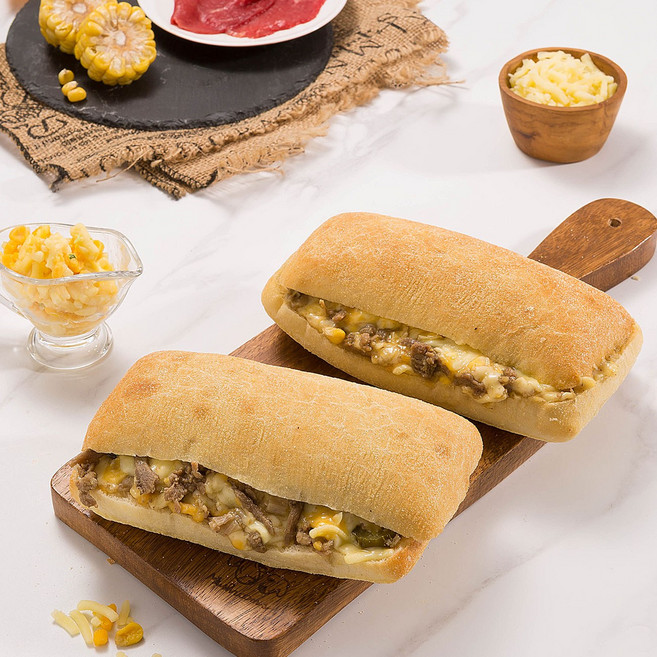 비프 수제냉동 치아바타 그릴드치즈샌드위치, 1개, 230g