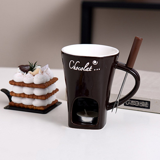 릴스베이 초코 퐁듀컵 멜팅팟 초컬릿 중탕기 마시멜로 워머, 1개, 브라운