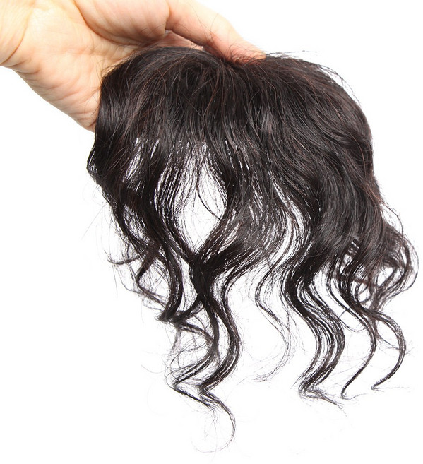 [W8020] 인모 웨이브 투핀 여자 부분가발, 자연갈색, 1개