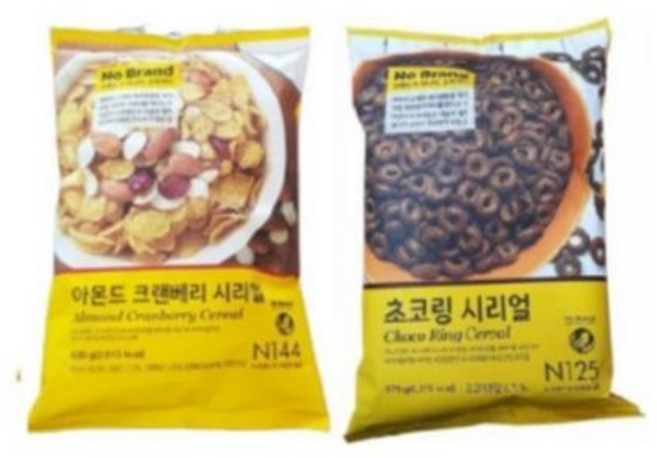 노브랜드 시리얼 아몬드크랜베리와 초코링 대용량 2팩, 1세트, 570g