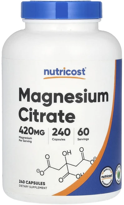 Nutricost 마그네슘시트레이트 420mg 캡슐 240정(캡슐 1정당 105mg), Nutricost마그네슘시트레이트420mg캡슐240정캡, 1개, 240정 - 쿠팡