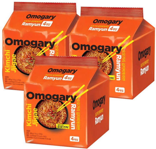 오모가리 김치찌개라면 봉지라면 150g, 12개