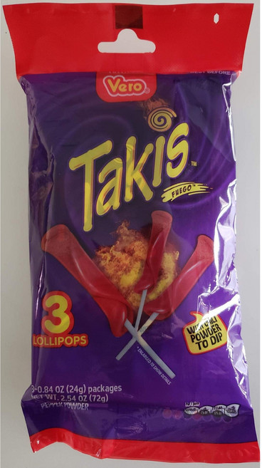 타키스 타키스 베로 롤리팝 팔레타 푸에고 72.01g Takis TAKIS VERO LOLLIPOP PALETA FUEGO 2.54, 1개, 1개