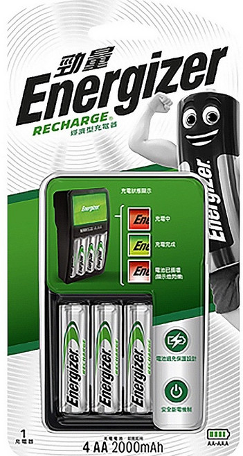 Energizer 勁量 經濟型充電器 CHVCM4 附贈 3號 4入充電電池, 1個