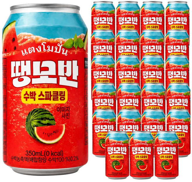 땡모반 수박 스파클링 탄산 캔음료, 24개, 350ml
