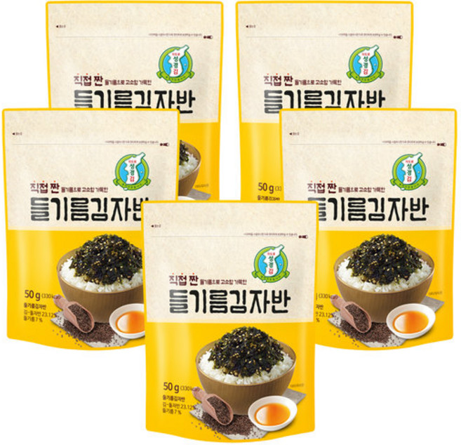 지도표성경 직접 짠 들기름 김자반, 50g, 5개