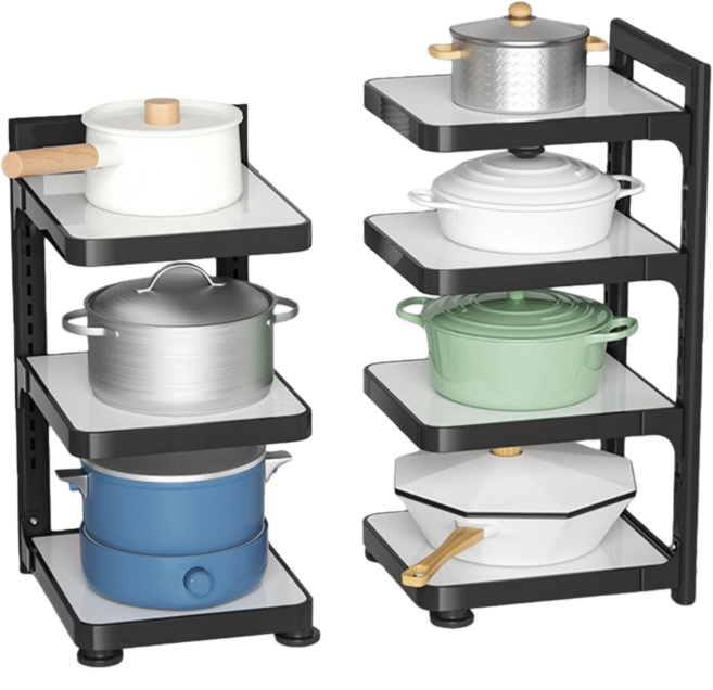 가남 다용도 프라이팬 정리대 높이조절 냄비 후라이팬 정리대, 1개, 흰색, 4단