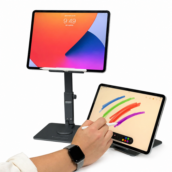 이코노미쿠스 각도조절 휴대용 아이패드 필기 태블릿 거치대 스탠드, 스페이스 그레이, 1개