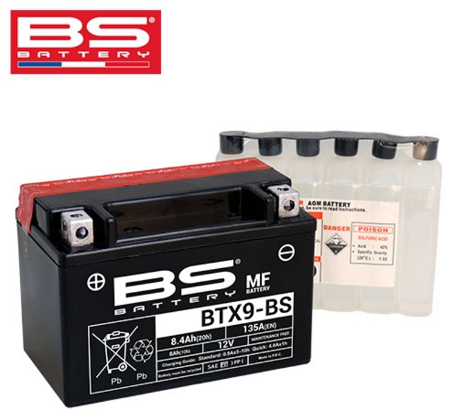 BS배터리 BTX9-BS 12V(유아사 YTX9-BS)포르테 보이저125 딩크125등, 그냥 발송, 1개