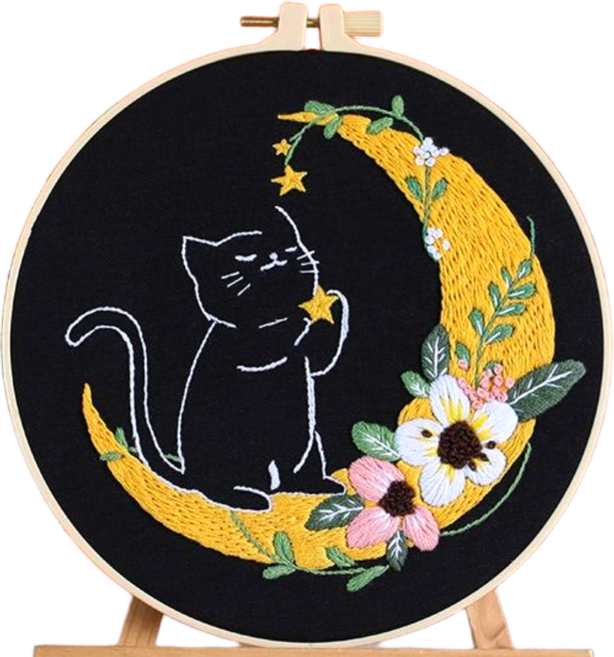 레아채 DIY 고양이 감성 자수, 별빛냥, 1개