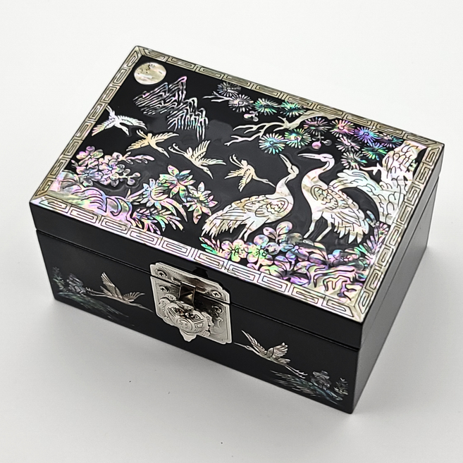 한국민예사 나전칠기 자개 검정 직거북 보석함 돌반지 보관함 외국인 선물, 01 송학