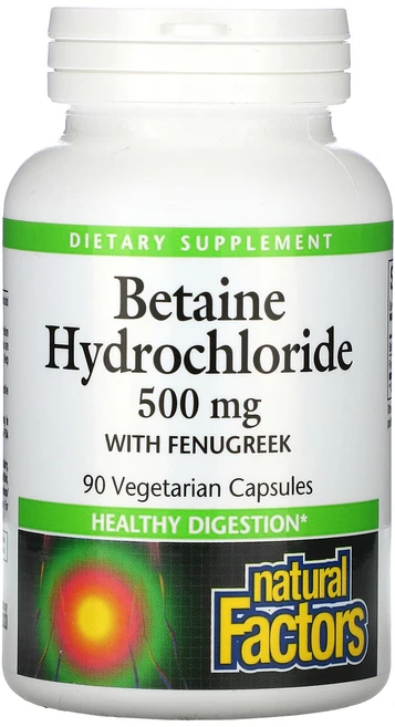 네추럴팩터스 베타인 HCL 염산염 500mg 90캡슐, 90정, 1개 - 쿠팡