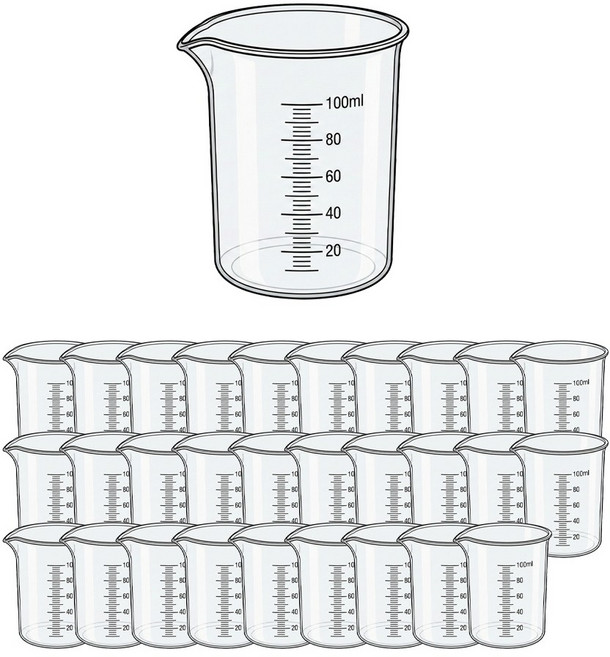 미니 비커 100ml 30개 플라스틱 눈금 비이커 계량컵