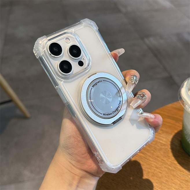 旋轉支架 四角防摔 磁吸無線充電手機殼，適用於 iPhone 17 16 15 14 13 12 Pro Max 保護殼