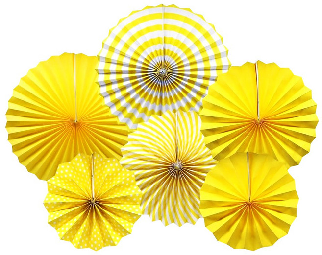 파티짱 파티 페이퍼 팬 세트 행잉데코 가랜드 장식, 옐로우