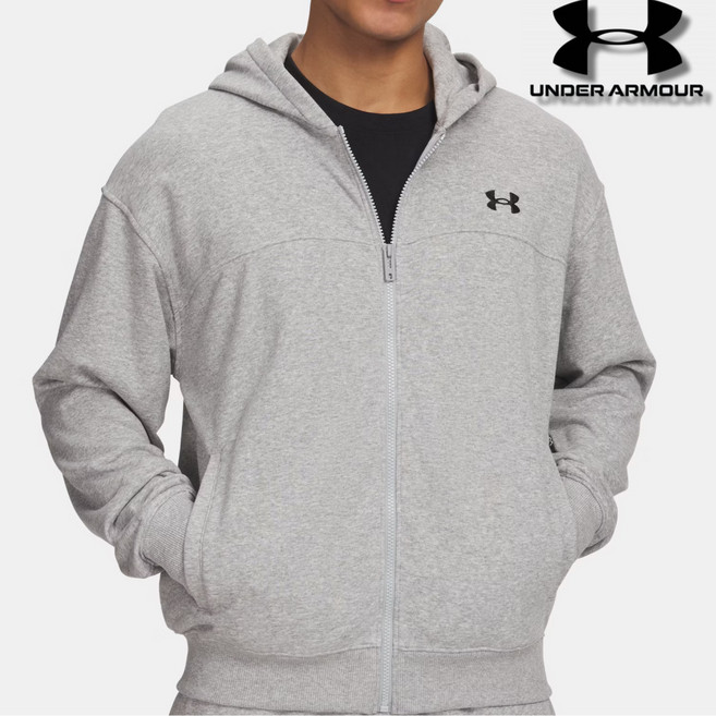 언더아머 신상할인 UA 라이벌 라이트웨이트 봄에 입기좋은 학생 져지 캐주얼 후드 집업 자켓 프렌치 테리소재 베이직 기본 트레이닝 추리닝 흡습속건 풀집업 후디 6009346-011