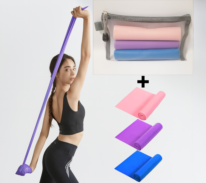 마티나포레 필라테스 요가 라텍스 밴드 3종 세트, 3개, 핑크,퍼플,블루