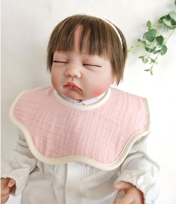 메롱베베 고급턱받이 거즈 누비지 신생아 아기 유아 양면, 롤링턱받이, 1개, 5.핑크, 1매