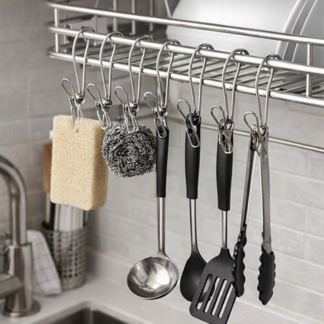 워커앤트 스테인레스 다용도 고리 집게 30EA, 30개, 실버