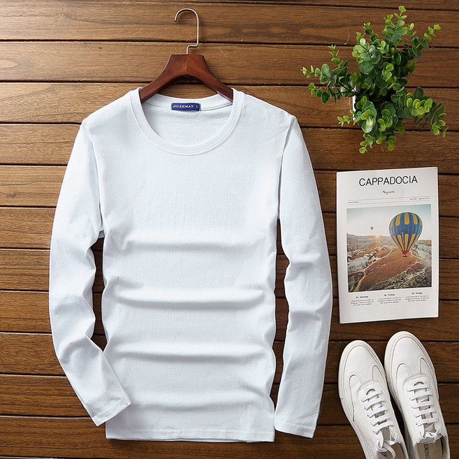 LARGE STORE 秋冬款百搭素面圓領棉長T 素T 內搭上衣 長袖上衣 男生上衣 有大尺碼