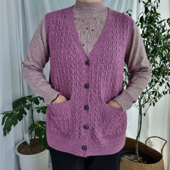 [오는정패션] 할머니 꽈베기 니트 스웨터 조끼 가을겨울 간절기 실내복 요양원옷 70대 80대