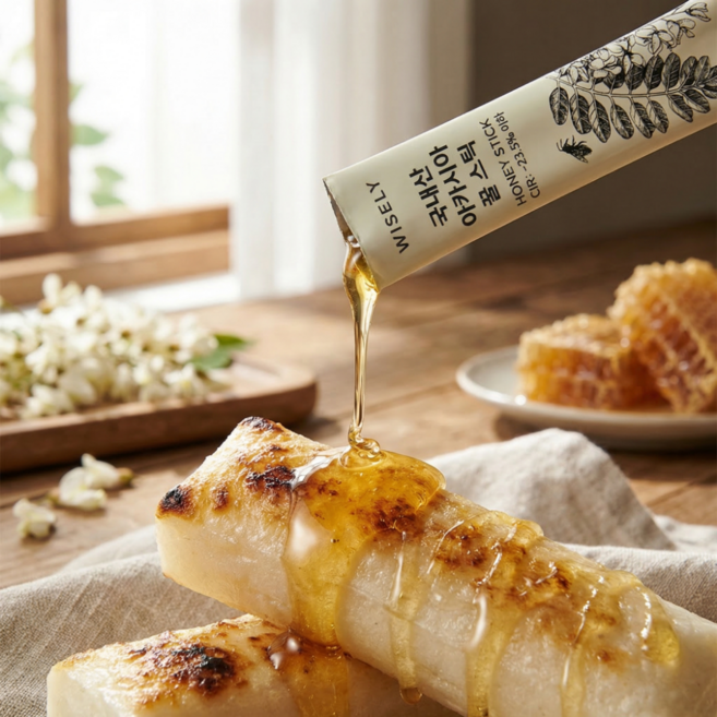 아카시아 꿀스틱 탄소동위원소 -23% 국산 벌꿀 소포장 선물 천연, 3개, 30회분