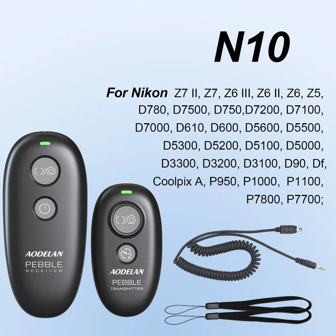 AODELAN 무선 리모컨 셔터 릴리즈 니콘 Z50II D5 D4 D850 D700 Z7II Z9 Z6 Z5 P950 P1000 P7800 P7700용, 01 CHINA, 02 With N10 Cable