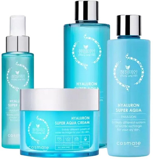 청정미인 히아루론 종합 선물 세트(수분크림&토너&에멀전&미스트&쇼핑백), 1세트