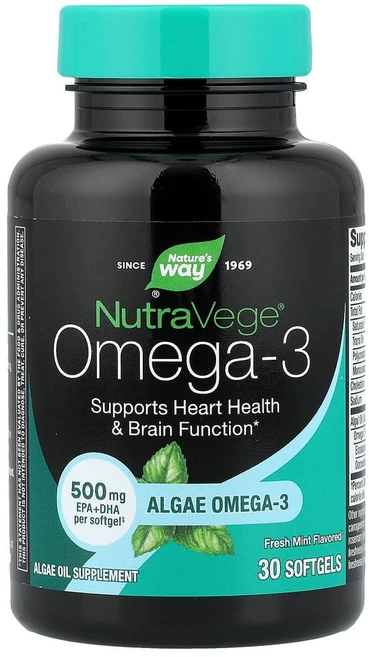 네이쳐스웨이 NutraVege 오메가-3 식물 500 mg 30 소프트젤 조류 오메가, 30정, 1개 - 쿠팡