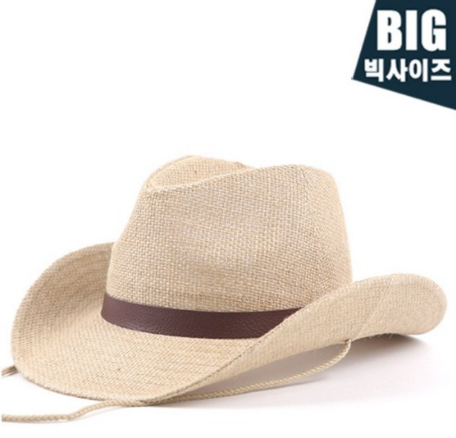 아이엠캡 BE 60CM 빅사이즈 밀짚 카우보이 모자 베이지