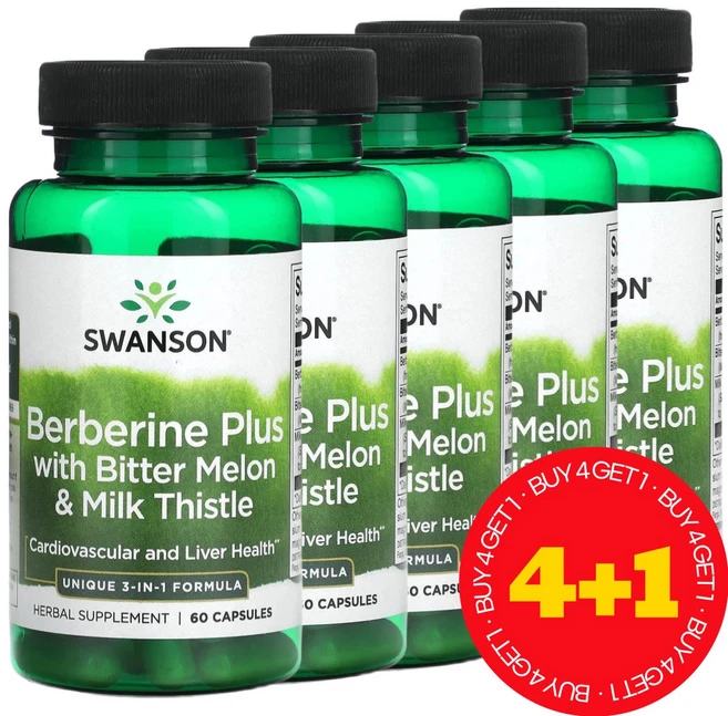[4+1] 스완슨 베르베린 500 mg 60 캡슐 약들약 고약사 / 해외직구 미국정품, 5개, 60정 - 쿠팡