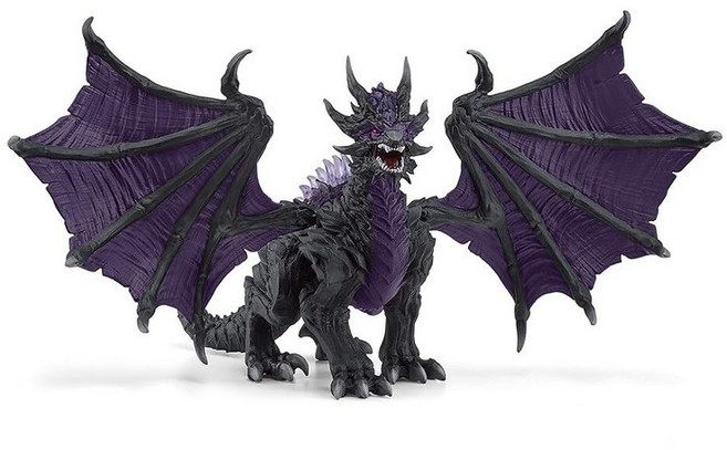 Schleich Eldrador Creatures - 움직일 수 있는 날개가 있는 21.6cm(8.5인치) 섀도우 드래곤 피규어 - 반투명 스파이크가 있는 판타지 뱀 장난감 -, 업데이트된 포장