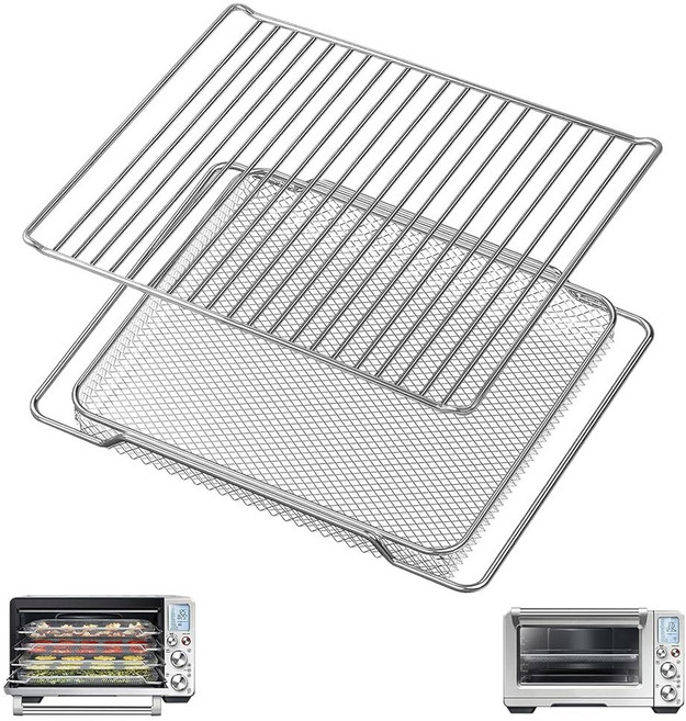 Breville 오븐 BOV845BSS용 GWYXC 에어 프라이어 랙 및 트레이 교체 14인치 x 11 6인치 77인치 그릴 세트 스테인리스 스틸 바구니 와이어 액세서리 부품 식기, Set for BOV900BSS