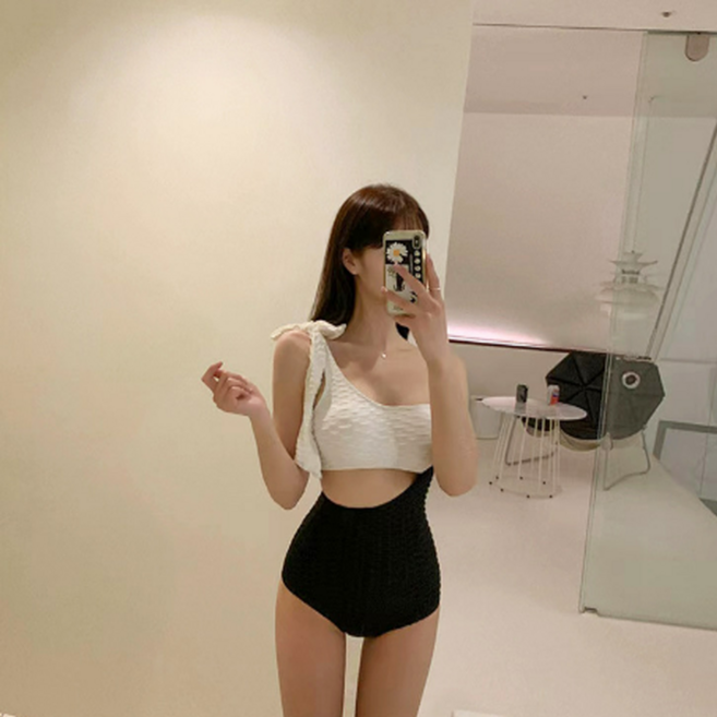 소단 블랙화이트 비키니 체형커버형 섹시 커버업 모노키니 수영복