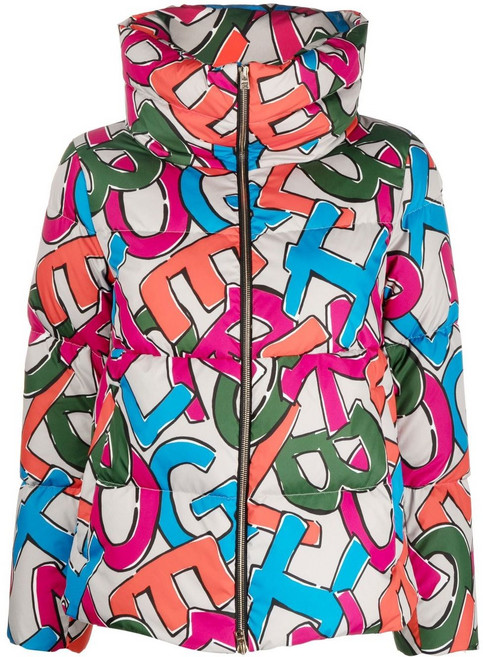 에르노 로고 프린트 패딩 재킷